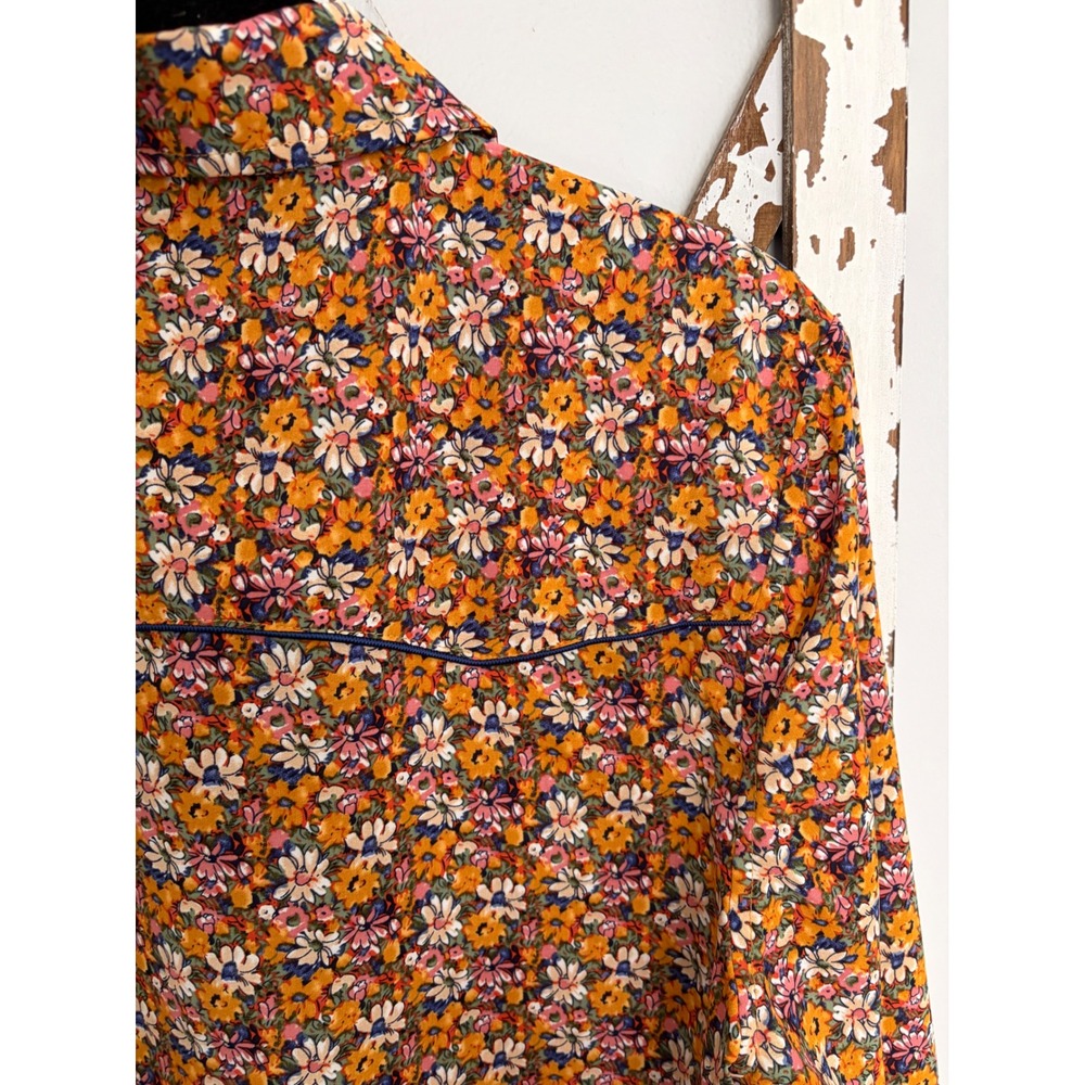 Natural Life Shirt Size Medium Ditzy Floral Western Long Sleeve Pearl Snap - Picture 6 of 8